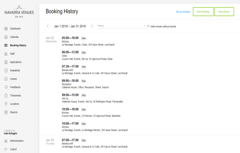 Booking system for organizers of weddings and other celebrations screenshot 2